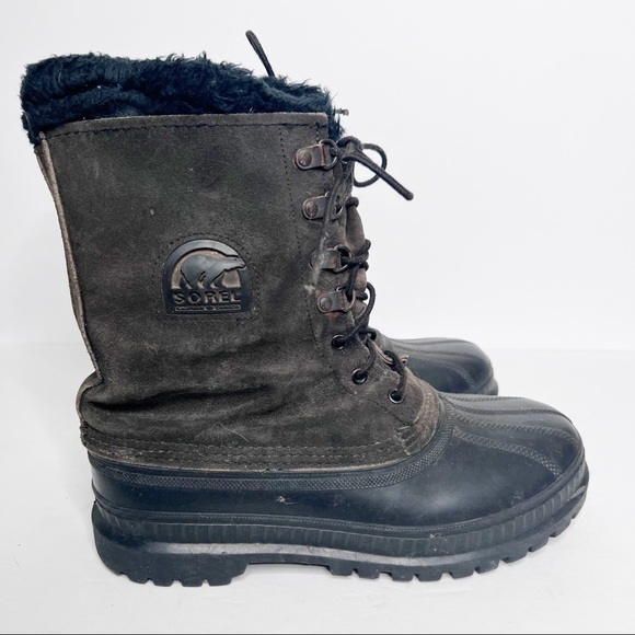 Vintage Sorel Caribou Brown Leather Snow Boots Winter Size 6 Men’s Size 8 Women